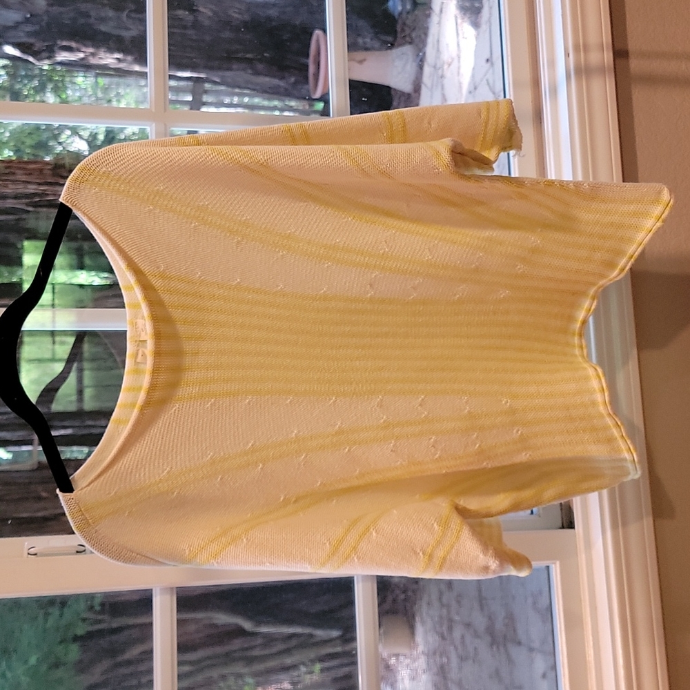 Moth cream and yellow sunburst sweater.